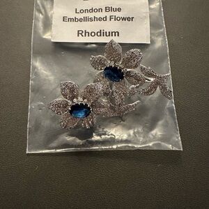 London Blue Embellished Flower Earrings